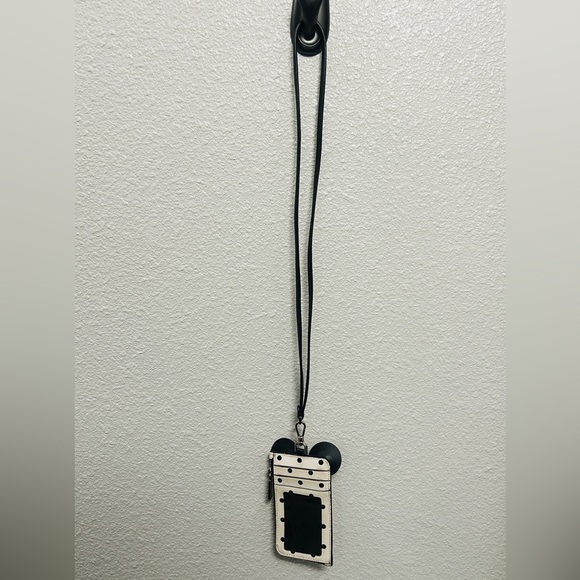 Kate Spade Black White and Red Polka Dot Mini Mouse Landyard - Picture 4 of 6